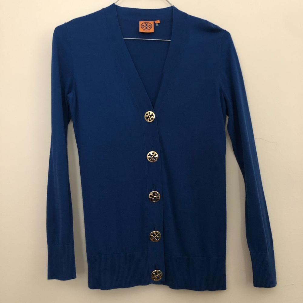 Gorgeous blue Tory Burch cardigan womens small Simone